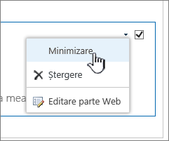 Faceți clic pe săgeata în jos a setărilor, apoi faceți clic pe Minimizare