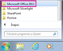 Grupul Office 2013 sub Toate programele în Windows 7