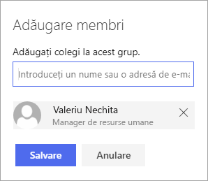 Adăugarea unui membru la un grup