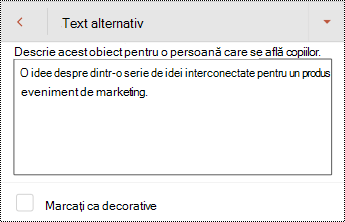 Caseta de dialog Text alternativ pentru o formă PowerPoint pentru Android.