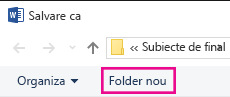 Faceți clic pe Folder nou în caseta de dialog Salvare ca.