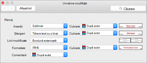 Track Changes dialog box