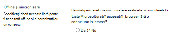 Setarea Offline și sincronizare pentru liste