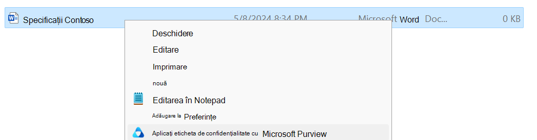 Aplicați o etichetă de confidențialitate cu Microsoft Purview în Explorer