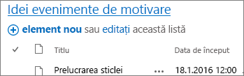 Parte web Listă cu săgeata indicând spre linkul de titlu.