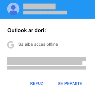 Atingeți Se permite pentru a oferi acces offline programului Outlook.