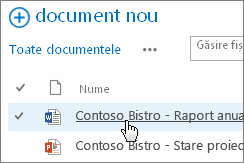 Faceți clic pe un document pentru a-l deschide