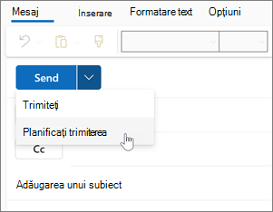 Utilizarea programării trimiterii în noul Outlook pentru Windows