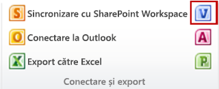 The Create Visio Diagram button in the Connect & Export group on the List tab