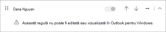 Unele tipuri de reguli pe partea client care au migrat din Outlook clasic nu pot fi editate sau vizualizate în noul Outlook.