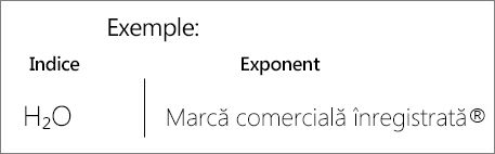 Exemple: indice și exponent