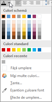 Paletă de culori pentru font