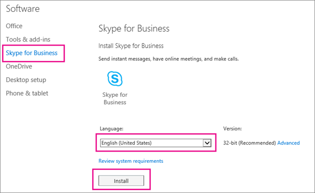 Pe prima pagină a expertului de instalare Skype, selectați limba.