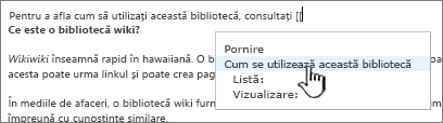 Inserarea unui link într-un Wiki