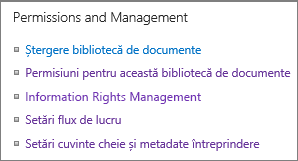 List permissions and Management Setări links