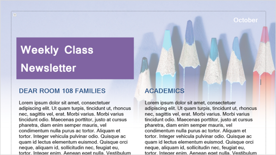 Imaginea unui șablon de buletin informativ școlar