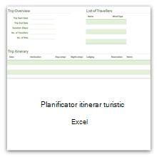 Planificator itinerar de călătorie pentru Excel