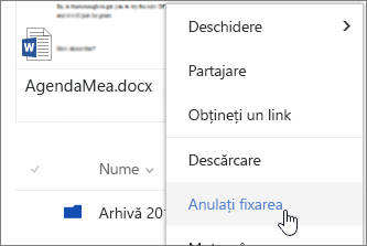 Upnpin menu item on file context menu highlighted