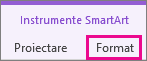 Fila format de sub instrumente SmartArt