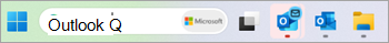 Captură de ecran cu Outlook (nou) și Outlook (clasic) în bara de activități