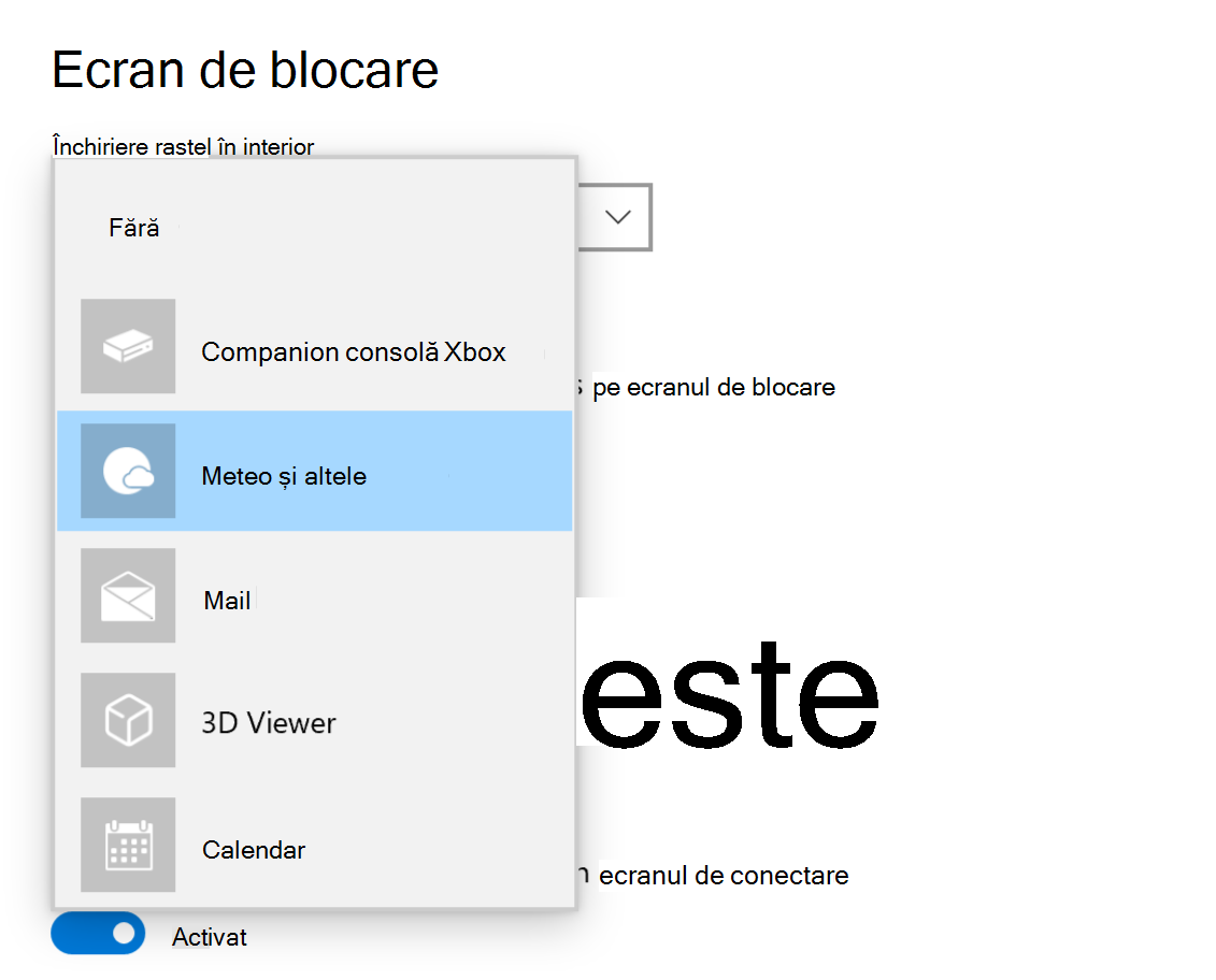 Windows 10 setări de stare detaliate pentru ecranul de blocare