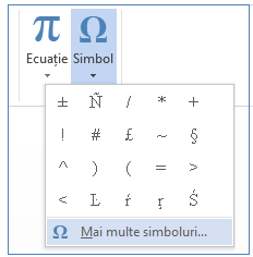În meniul Simbol, faceți clic pe Mai multe simboluri.