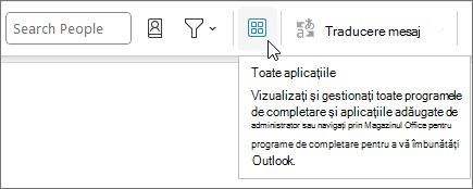 Pictograma Toate aplicațiile dintr-un aspect restrâns de panglică în Outlook pe Windows.