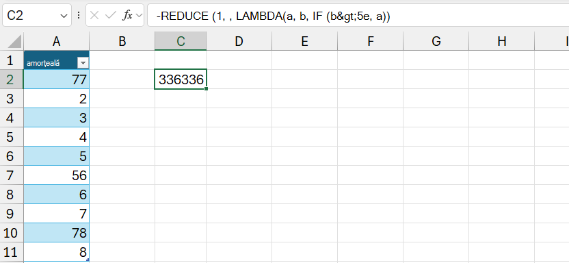 REDUCE LAMBDA Example