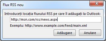 Introduceți URL-ul fluxului RSS