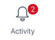 Butonul Activitate cu două notificări