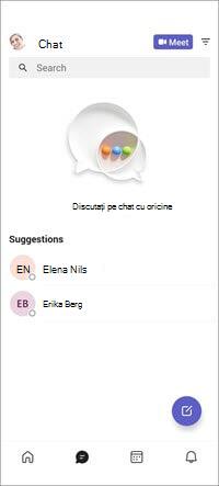 Ecranul de chat mobil Teams gratuit