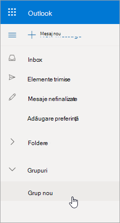 New Group location in Outlook.com folder list