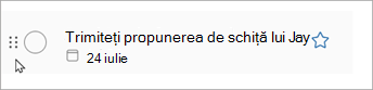 Selectați și mențineți punctele activității și glisați activitatea în sus sau în jos în listă pentru a o reordona.