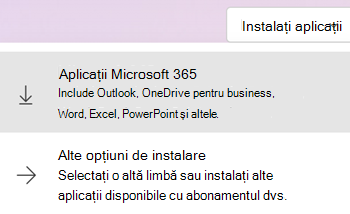 Instalați aplicații la Microsoft365.com
