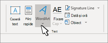 Inserarea unui obiect WordArt cu butonul WordArt