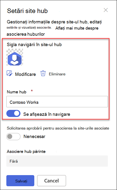 captură de ecran cu numele siglei de navigare hubsite