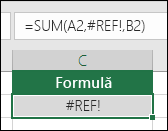 Excel afișează eroarea #REF! atunci când o referință de celulă nu este validă