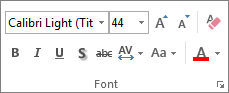 Options in the Font group