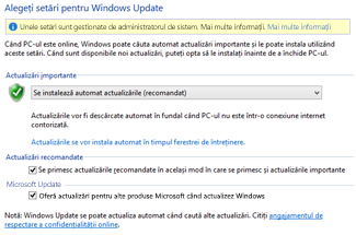 Setările Windows Update din Panoul de control Windows 8