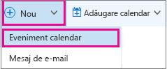 New calendar event option on Calendar header