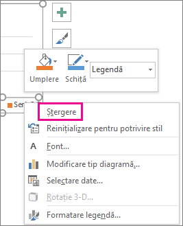 Delete command on the Format Legend Font shortcut menu in Excel