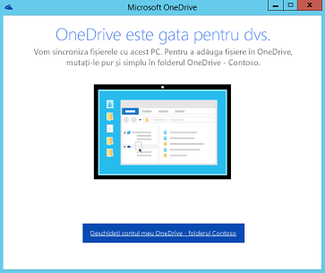 Captură de ecran a paginii de finalizare a expertului de configurare a clientului de sincronizare OneDrive pentru Business
