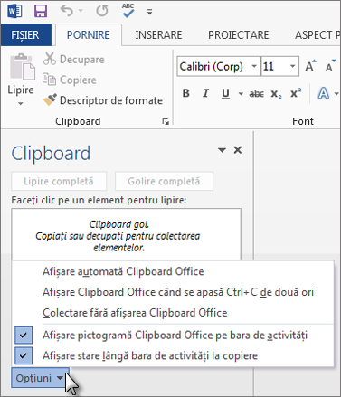 Lucruri pe care le puteți efectua în panoul de activități Clipboard Microsoft Office
