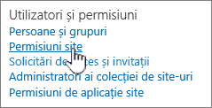 Element de meniu Utilizatori și permisiuni