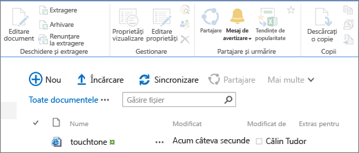 Panglică cu butoanele de editare estompate