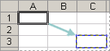 Formulă copiată din A1, cu două celule în jos și la dreapta