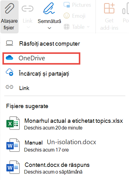 Răsfoiți One Drive pentru Outlook nou