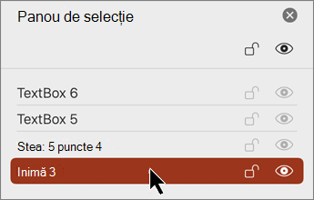 Selection pane with selected object to move