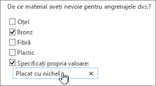 Întrebare de anchetă cu specificarea propriei valori