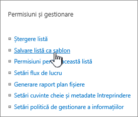 Secțiunea gestionarea permisiunilor din meniul Setări